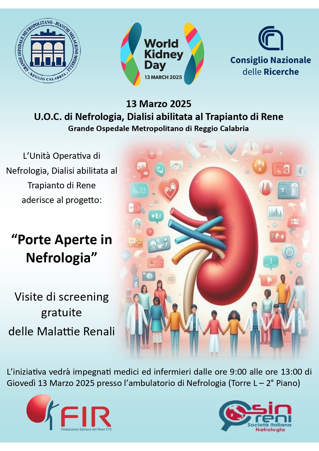 Il 13 marzo "Porte Aperte in Nefrologia". Iniziativa patrocinata dalla Fed ...